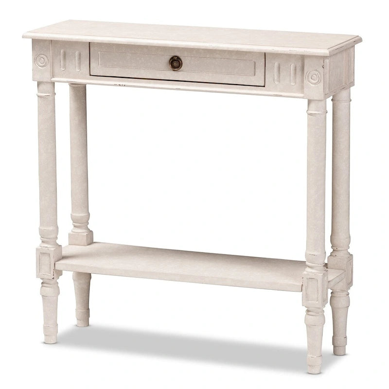 Console 1 tiroir Farmhouse Whitewashed de Baxton Studio
