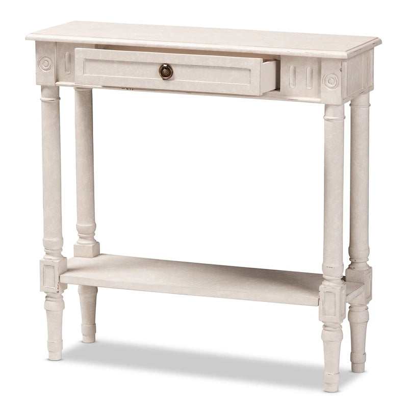 Console 1 tiroir Farmhouse Whitewashed de Baxton Studio