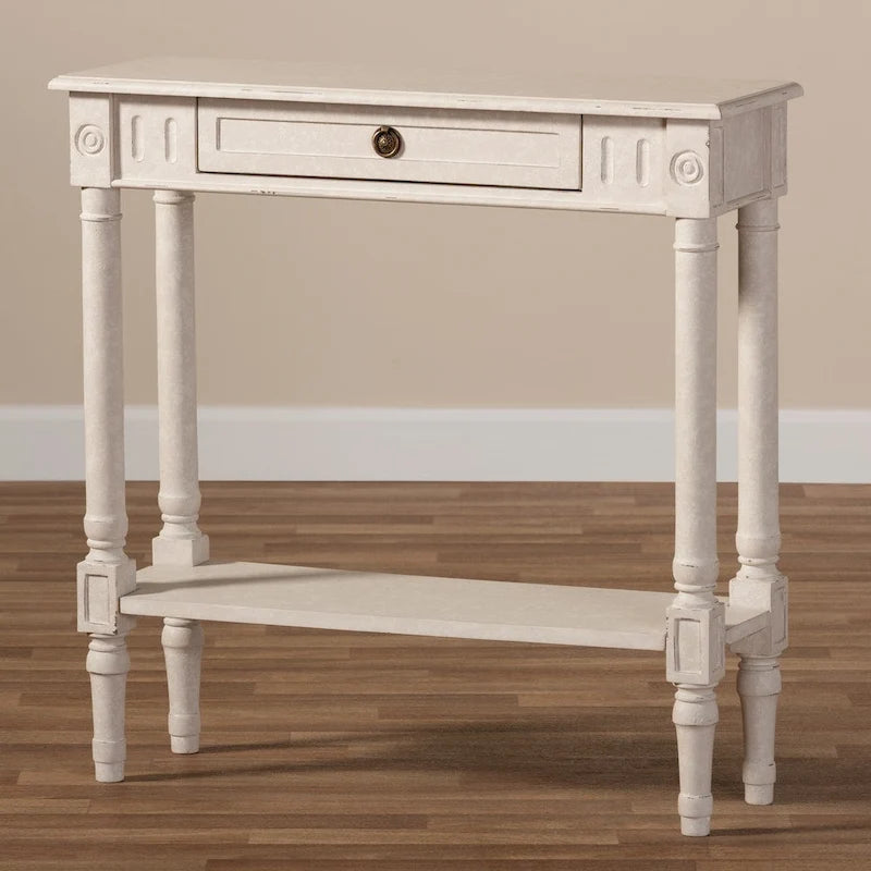 Console 1 tiroir Farmhouse Whitewashed de Baxton Studio