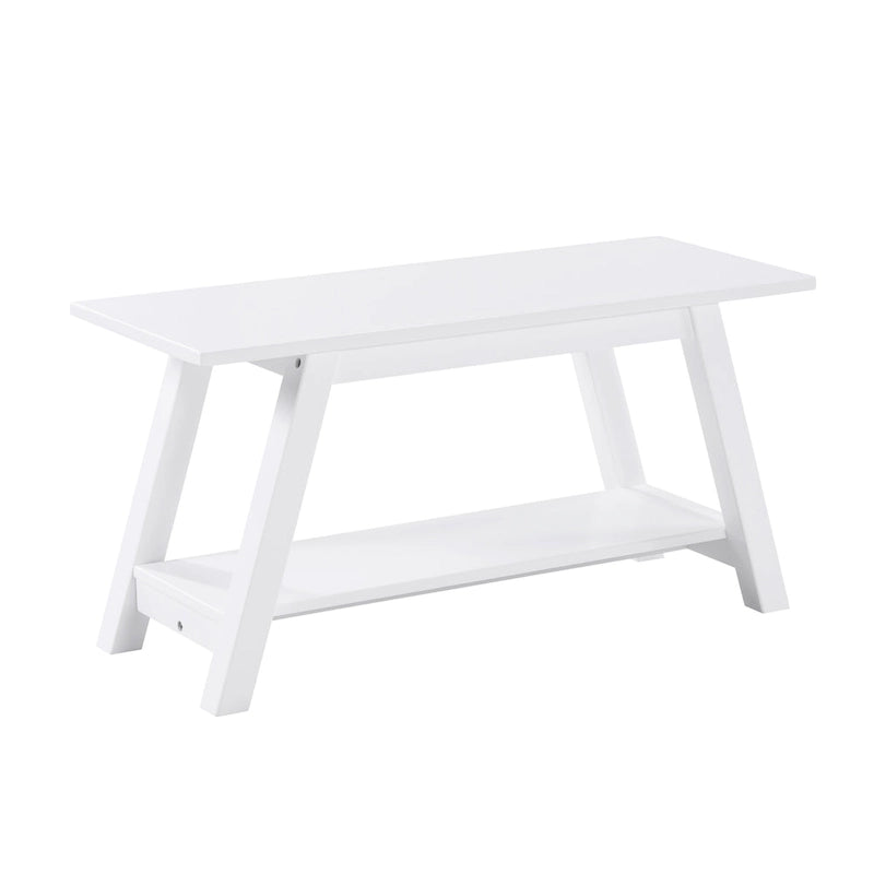 Banc en bois massif Elyz de Roundhill Furniture avec étagère, blanc
