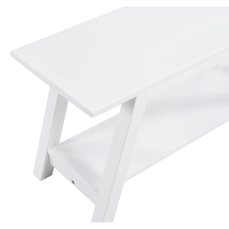 Banc en bois massif Elyz de Roundhill Furniture avec étagère, blanc