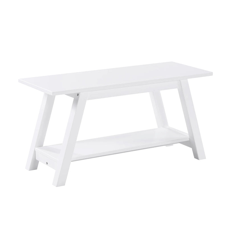 Banc en bois massif Elyz de Roundhill Furniture avec étagère, blanc