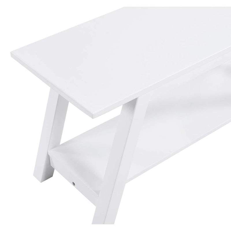 Banc en bois massif Elyz de Roundhill Furniture avec étagère, blanc