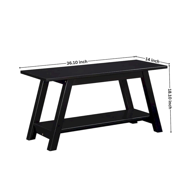 Banc en bois massif Elyz de Roundhill Furniture avec étagère, blanc