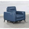 Steve Silver Top Grain Leather Ocean Blue Power Reclining Chair