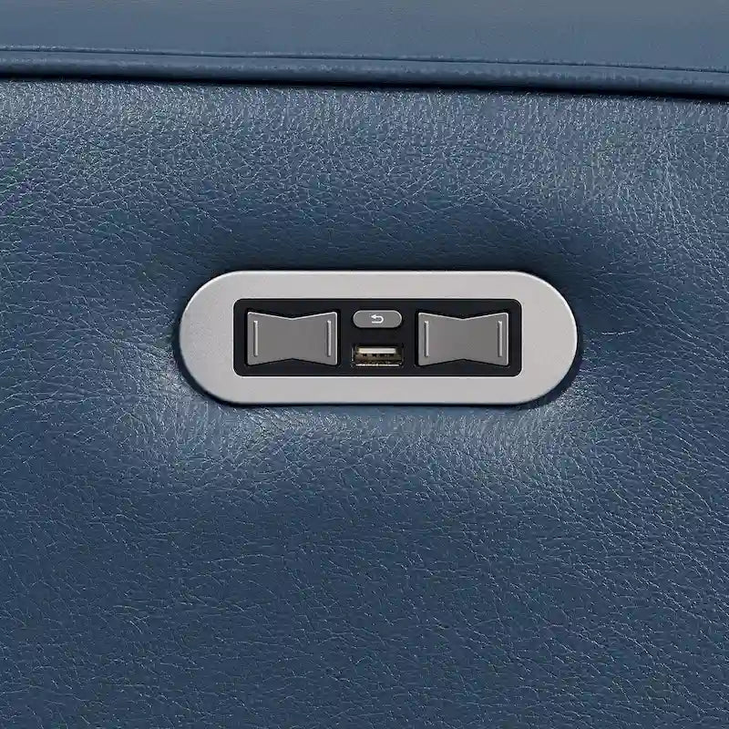 Fauteuil inclinable électrique en cuir pleine fleur bleu océan Steve Silver