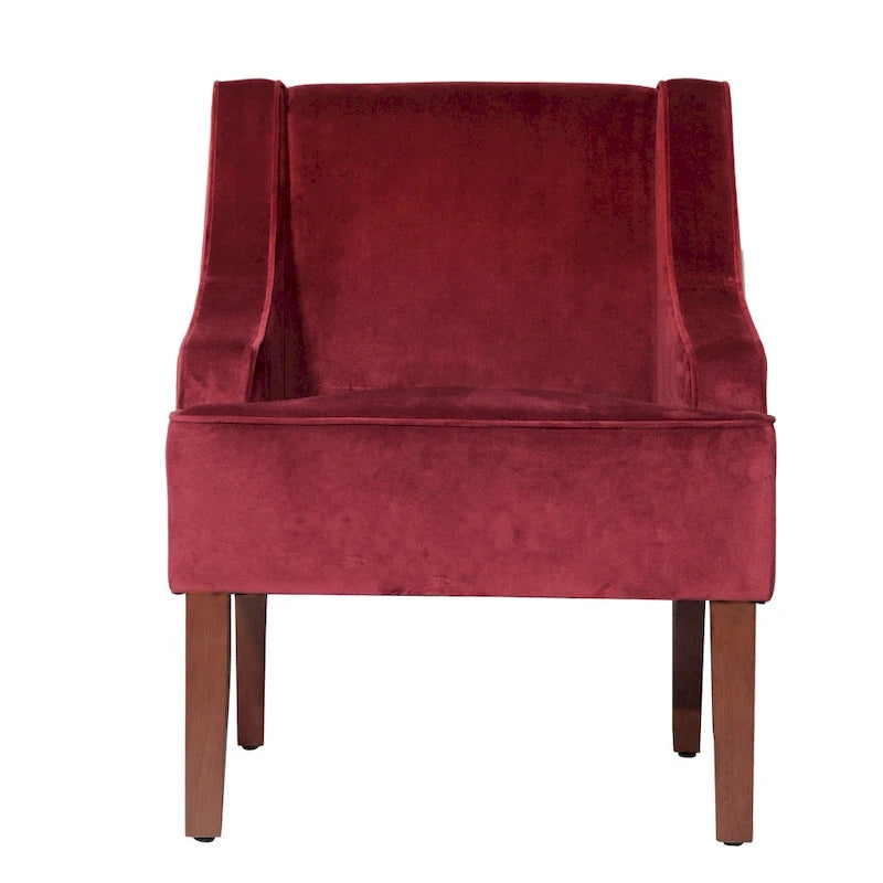 Fauteuil d'appoint HomePop Swoop Arm en velours Merlot Berry