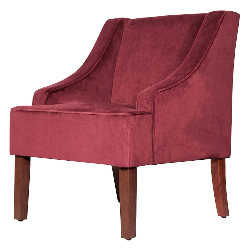 Fauteuil d'appoint HomePop Swoop Arm en velours Merlot Berry