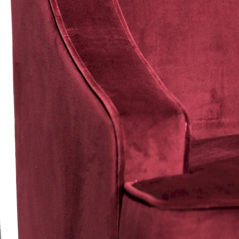 Fauteuil d'appoint HomePop Swoop Arm en velours Merlot Berry