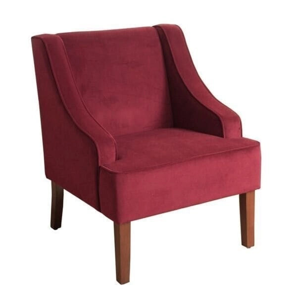 Fauteuil d'appoint HomePop Swoop Arm en velours Merlot Berry