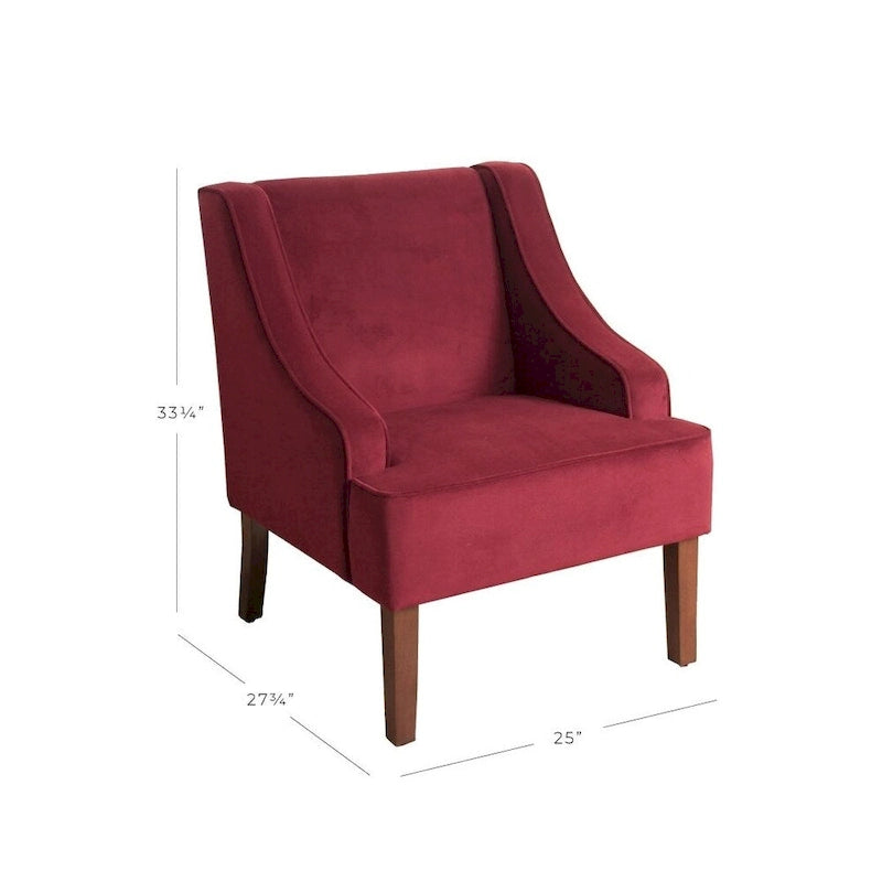 Fauteuil d'appoint HomePop Swoop Arm en velours Merlot Berry