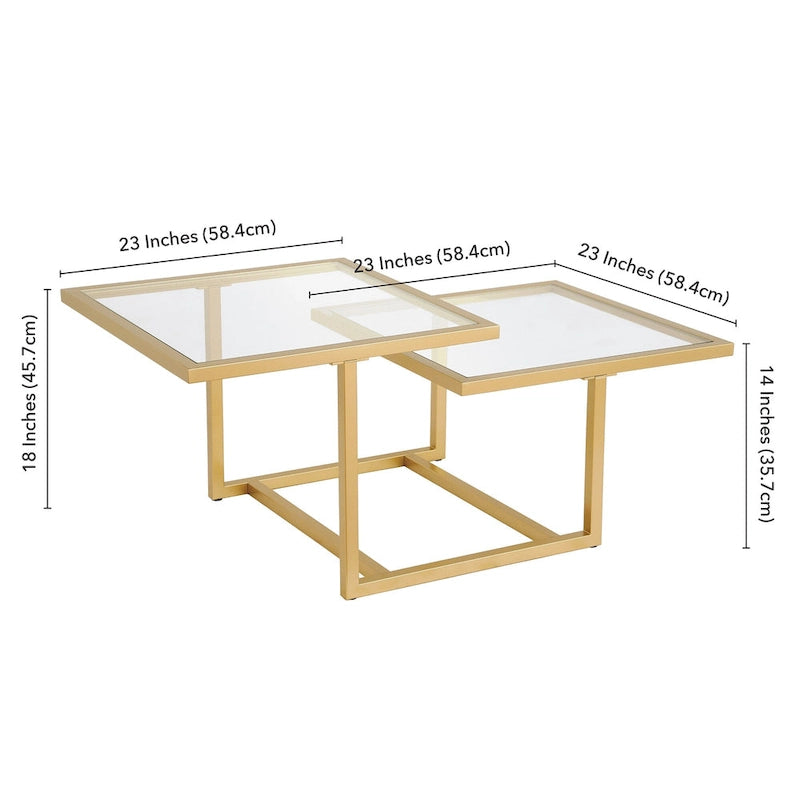 Table Basse Dorée à Deux Niveaux Solm Silver Orchid