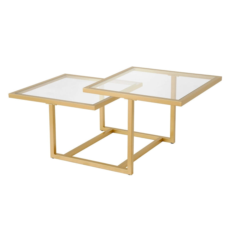 Table Basse Dorée à Deux Niveaux Solm Silver Orchid
