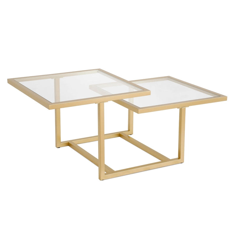 Table Basse Dorée à Deux Niveaux Solm Silver Orchid
