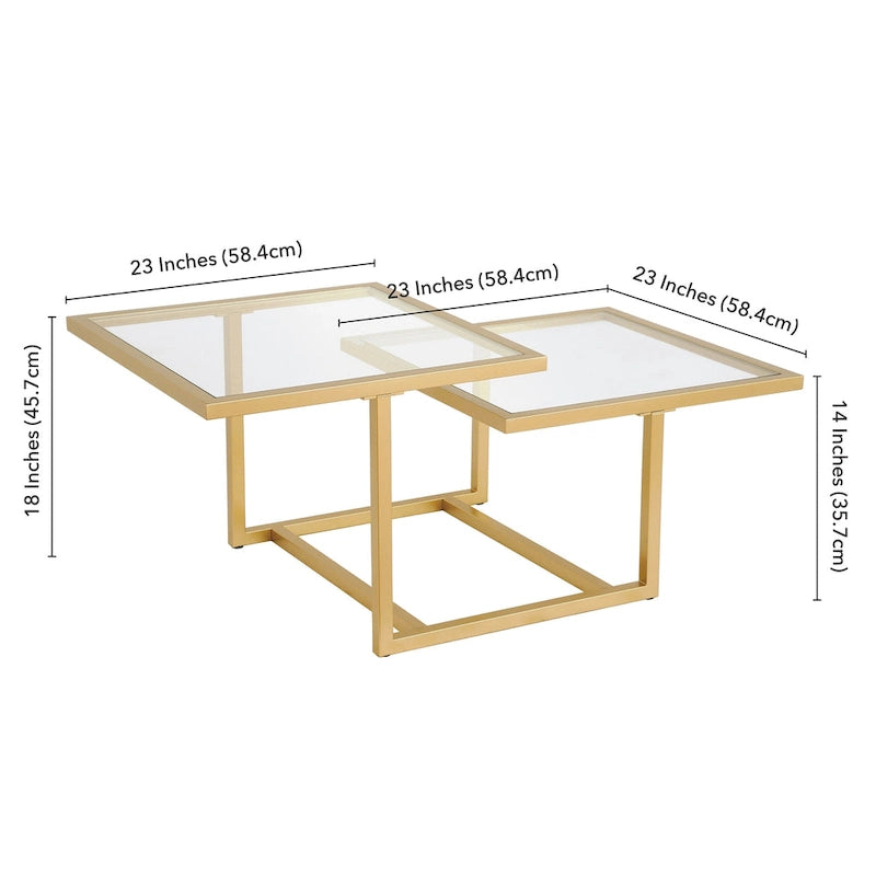 Table Basse Dorée à Deux Niveaux Solm Silver Orchid