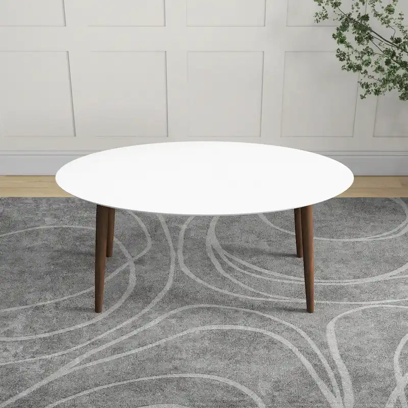 Table à manger ovale Rivoli mi-siècle moderne en bois massif, blanc - 170 cm