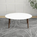 Table à manger ovale Rivoli mi-siècle moderne en bois massif, blanc - 170 cm