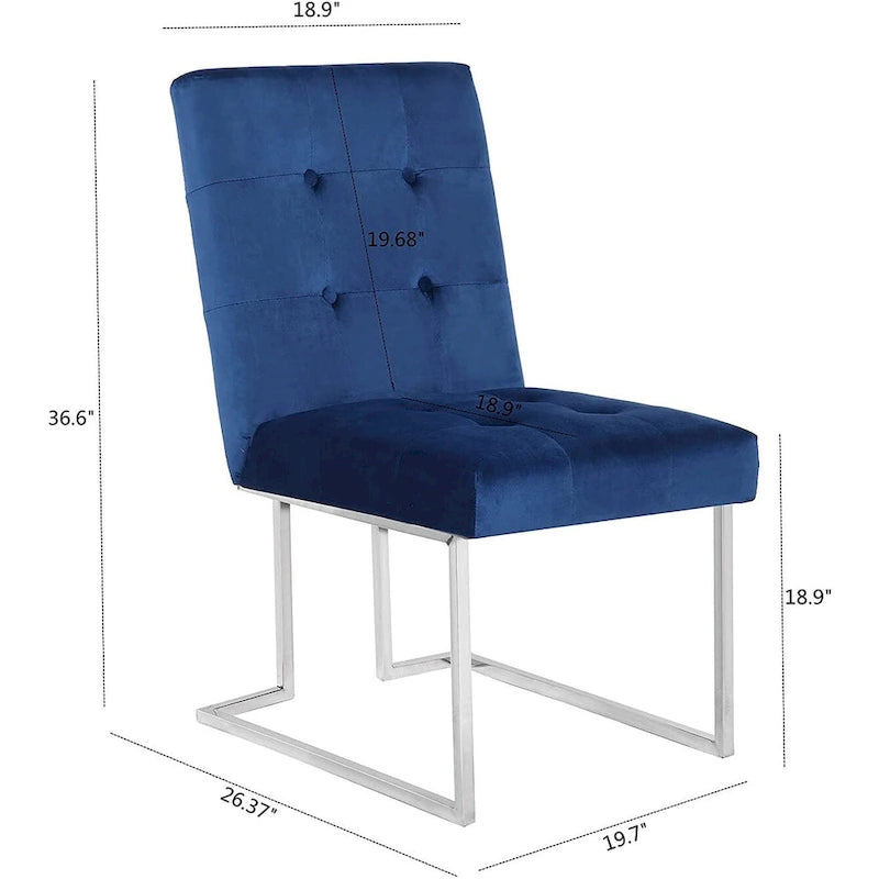 Lot de 2 chaises de salle à manger Home Beyond en velours, bleu marine
