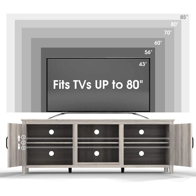 Meuble TV moderne avec portes pour téléviseurs de 55, 65, 70 et 75 pouces - M