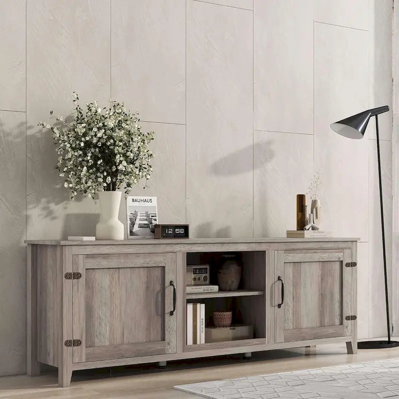 Meuble TV moderne avec portes pour téléviseurs de 55, 65, 70 et 75 pouces - M