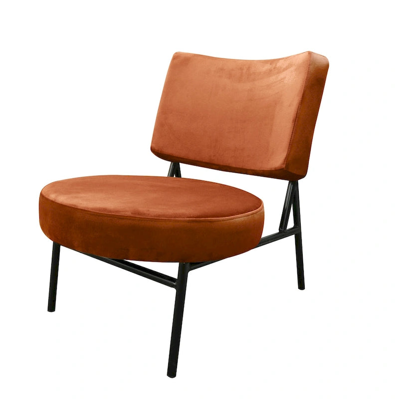 Fauteuil d'appoint moderne en velours orange Modrest Sami
