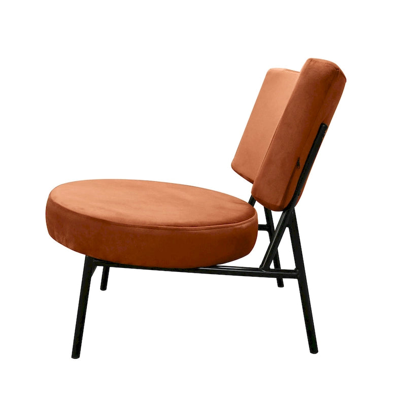 Fauteuil d'appoint moderne en velours orange Modrest Sami