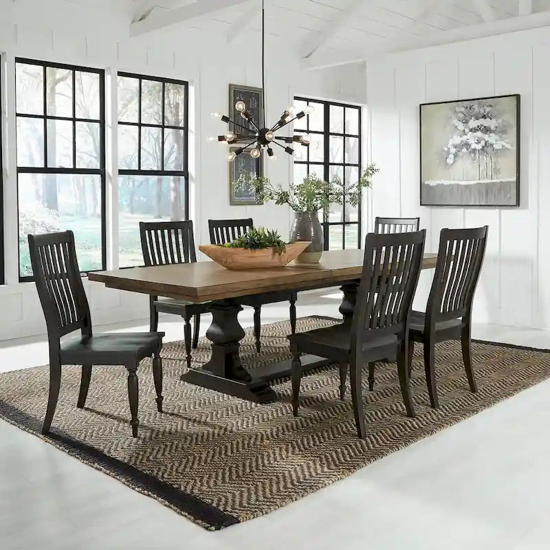Harvest Home Chalkboard 7 Piece Trestle Table Set