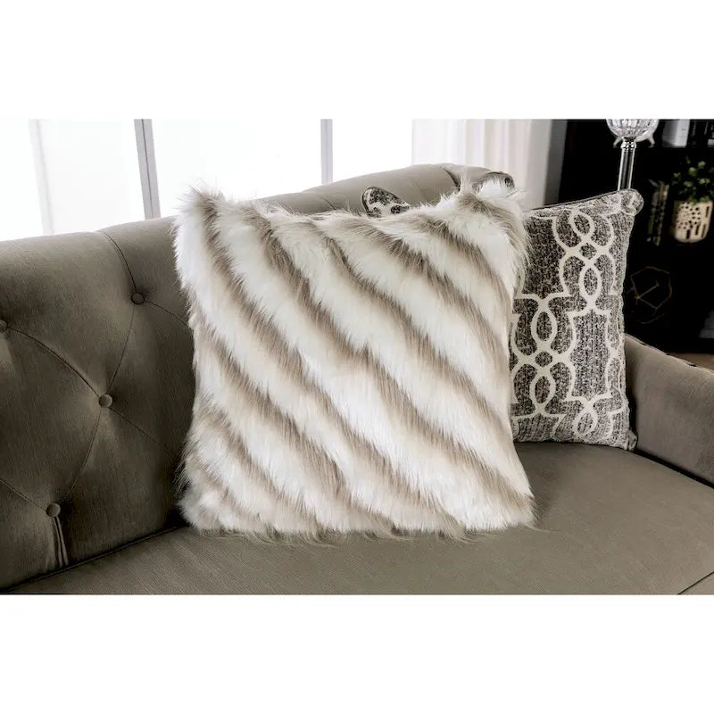 Canapé traditionnel en chenille marron capitonné avec clous décoratifs par Furniture of America