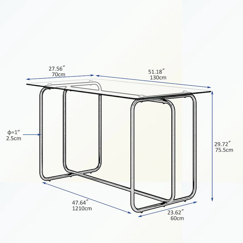 Table à manger rectangulaire avec piètement en métal
