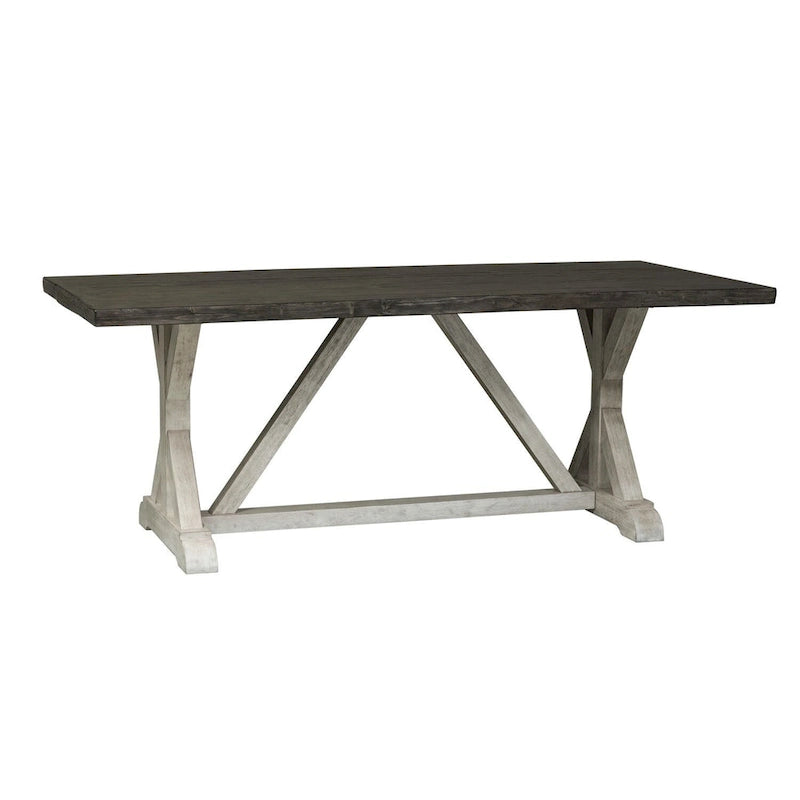 Table à tréteaux Willowrun rustique blanc patiné gris