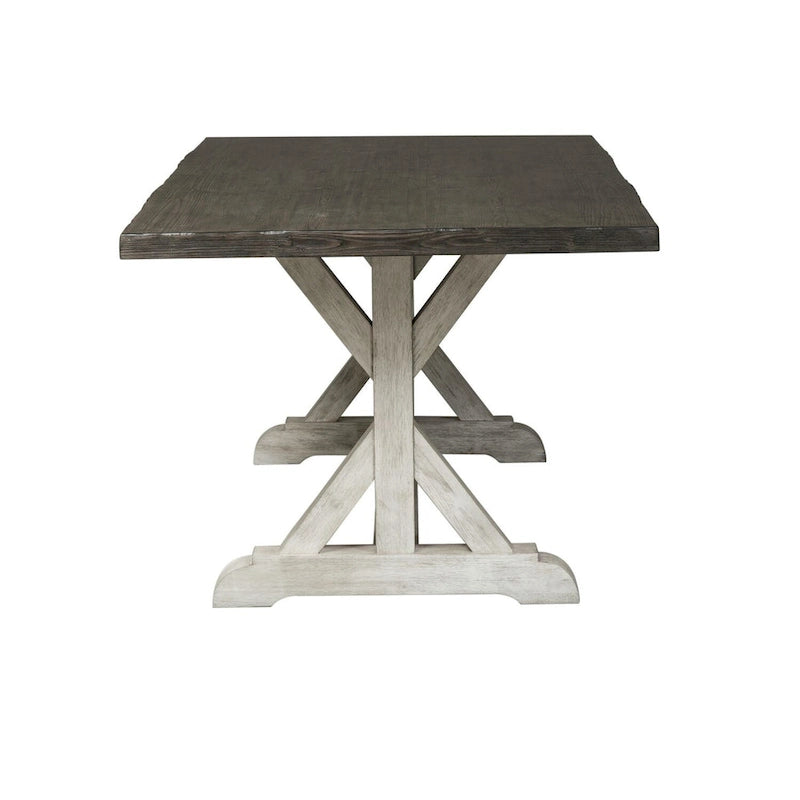 Table à tréteaux Willowrun rustique blanc patiné gris