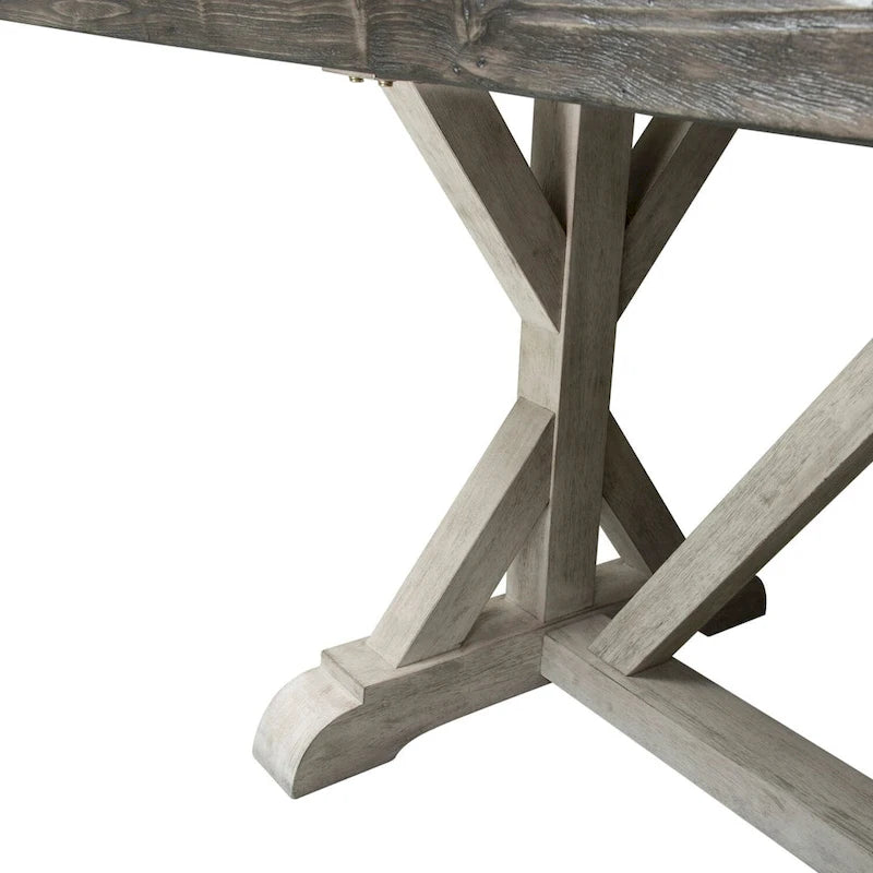 Table à tréteaux Willowrun rustique blanc patiné gris