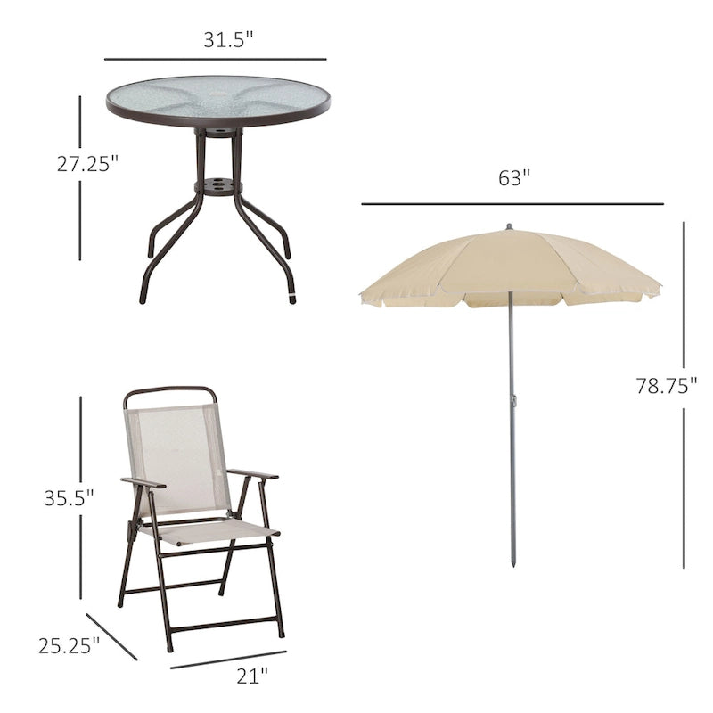 Ensemble de mobilier de salle à manger de patio 6 pièces Outsunny