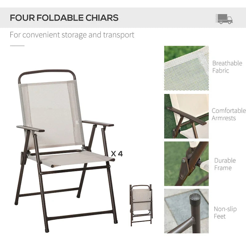 Ensemble de mobilier de salle à manger de patio 6 pièces Outsunny