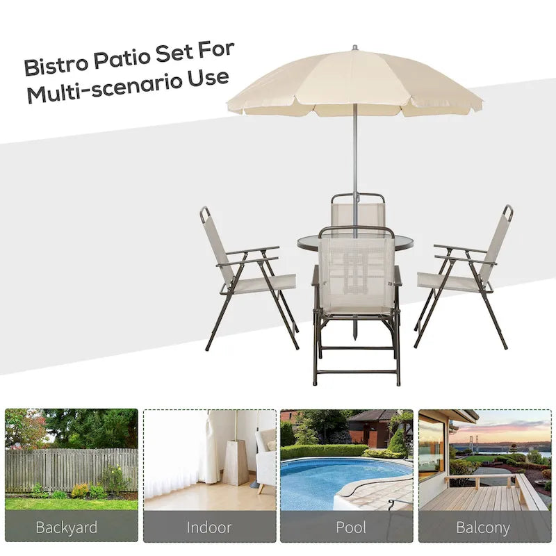 Ensemble de mobilier de salle à manger de patio 6 pièces Outsunny