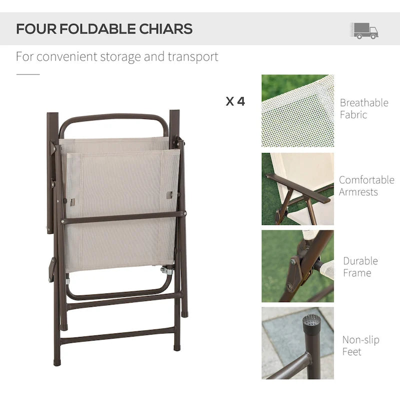 Ensemble de mobilier de salle à manger de patio 6 pièces Outsunny