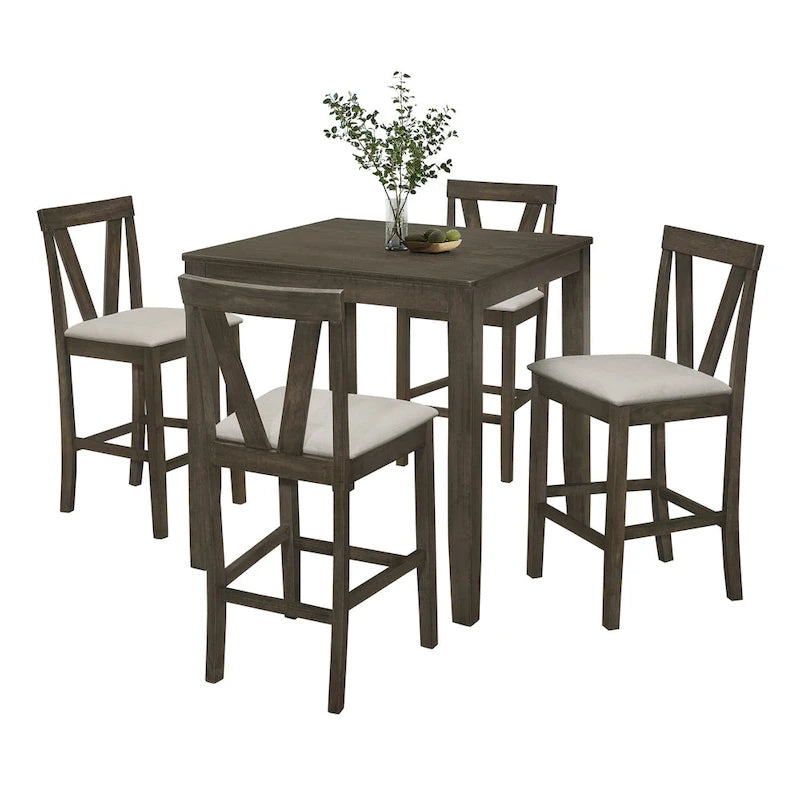 Ensemble de salle à manger 5 pièces carré simple et élégant CraftPorch de hauteur comptoir