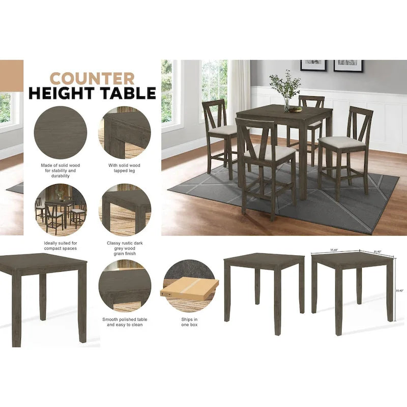 Ensemble de salle à manger 5 pièces carré simple et élégant CraftPorch de hauteur comptoir