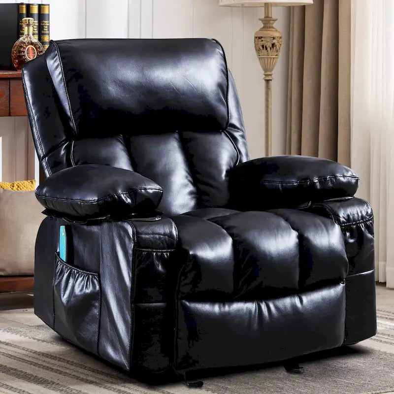 Fauteuil inclinable de massage en similicuir, fauteuil inclinable à bascule, fonction de chauffage