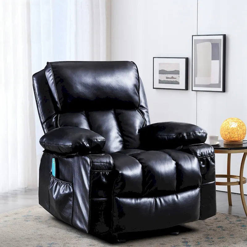 Fauteuil inclinable de massage en similicuir, fauteuil inclinable à bascule, fonction de chauffage