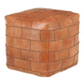 Pouf de rangement industriel en similicuir Najah Patchwork Carbon Loft