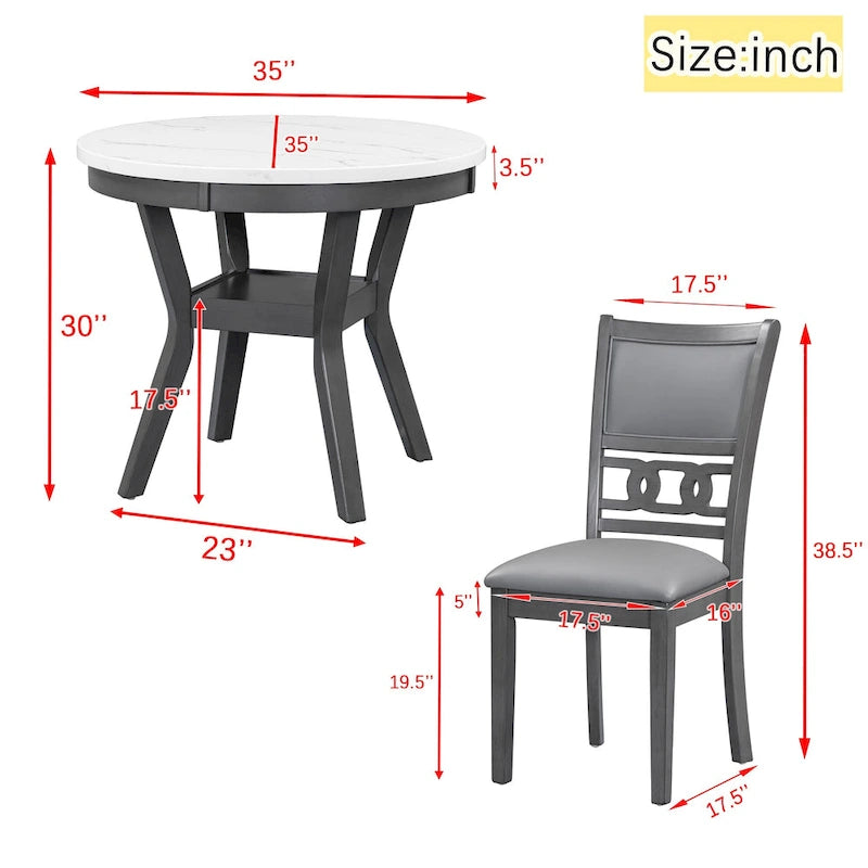 Ensemble de table à manger ronde de 5 pièces hauteur comptoir