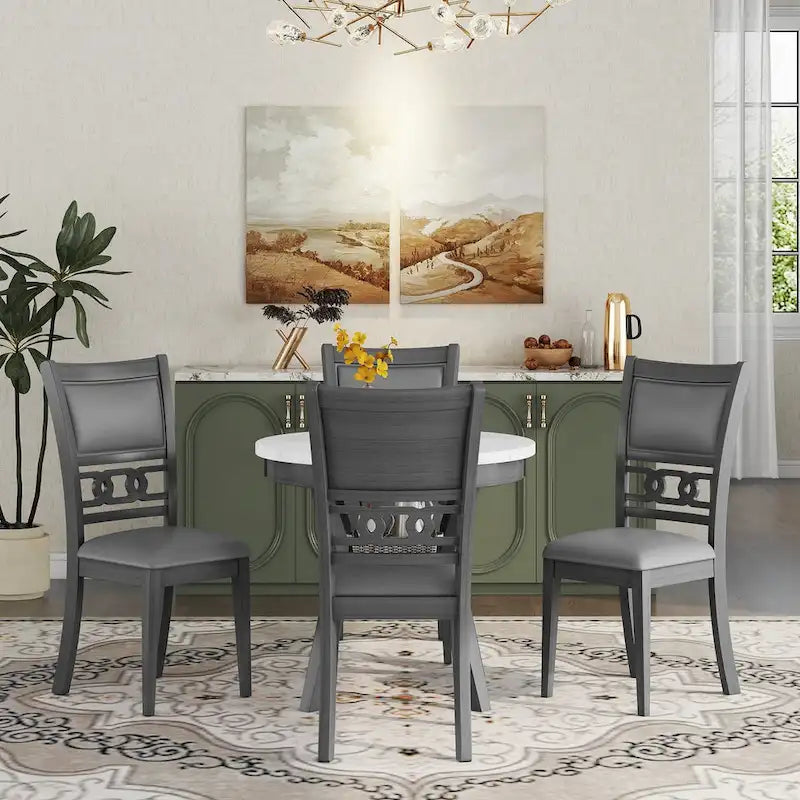 Ensemble de table à manger ronde de 5 pièces hauteur comptoir