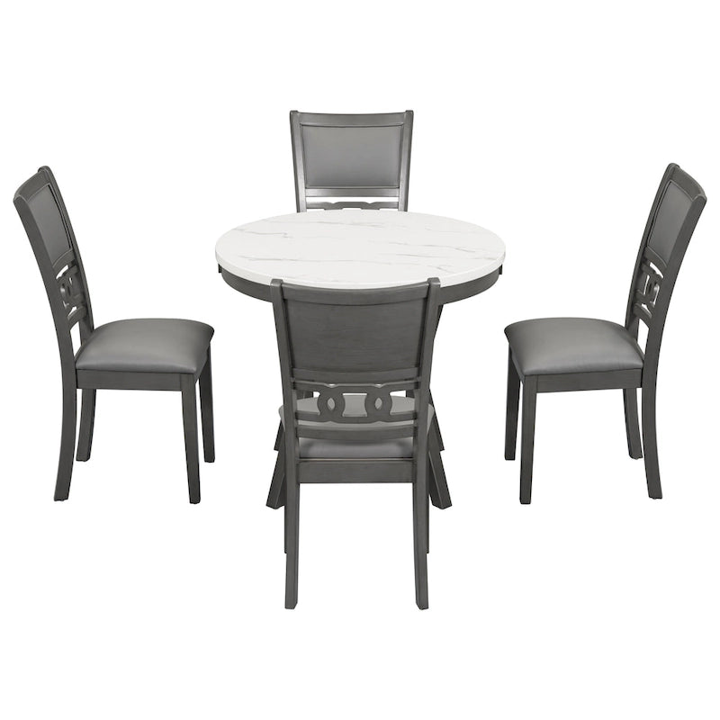 Ensemble de table à manger ronde de 5 pièces hauteur comptoir