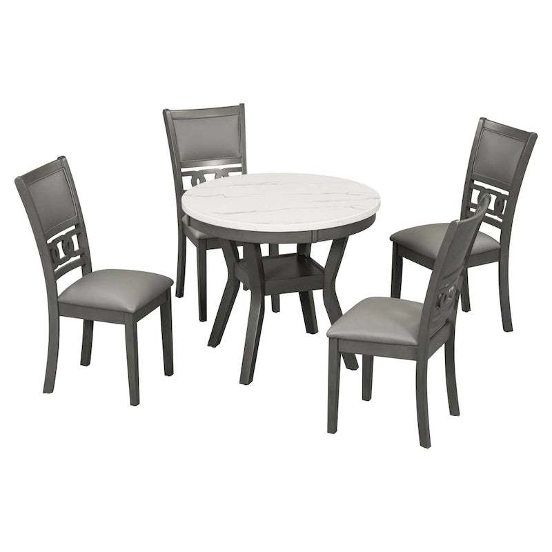 Ensemble de table à manger ronde de 5 pièces hauteur comptoir