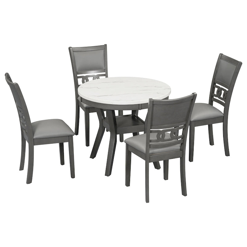 Ensemble de table à manger ronde de 5 pièces hauteur comptoir