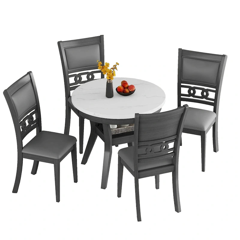 Ensemble de table à manger ronde de 5 pièces hauteur comptoir