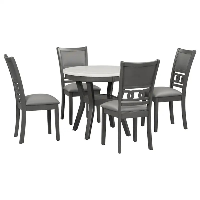 Ensemble de table à manger ronde de 5 pièces hauteur comptoir