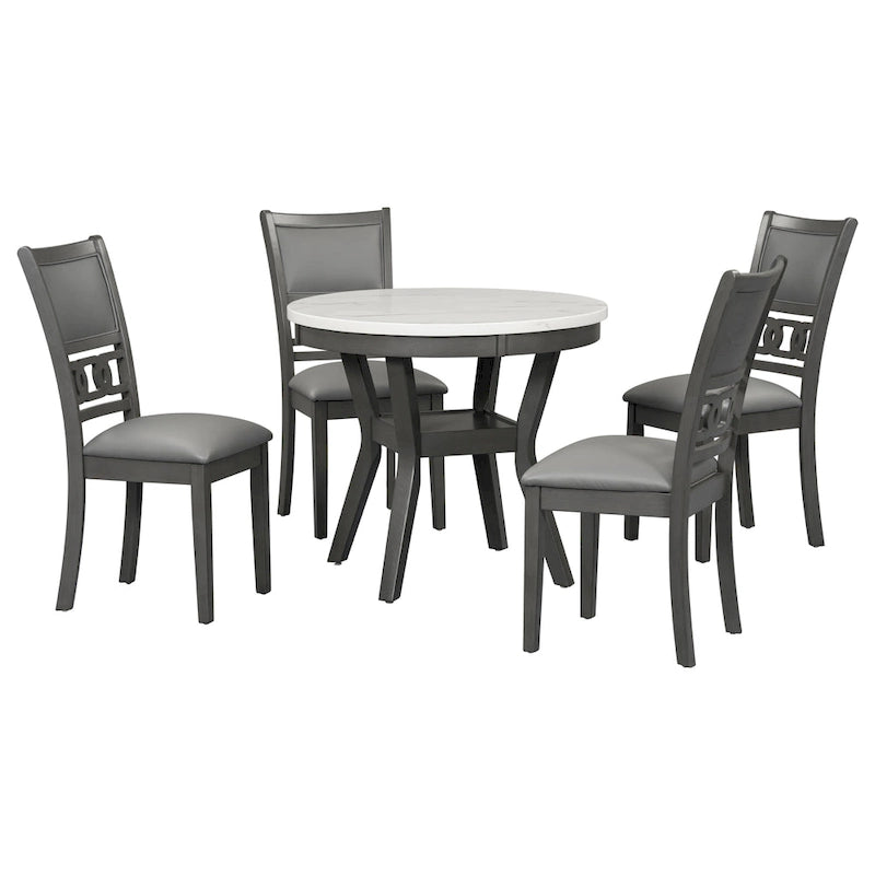 Ensemble de table à manger ronde de 5 pièces hauteur comptoir
