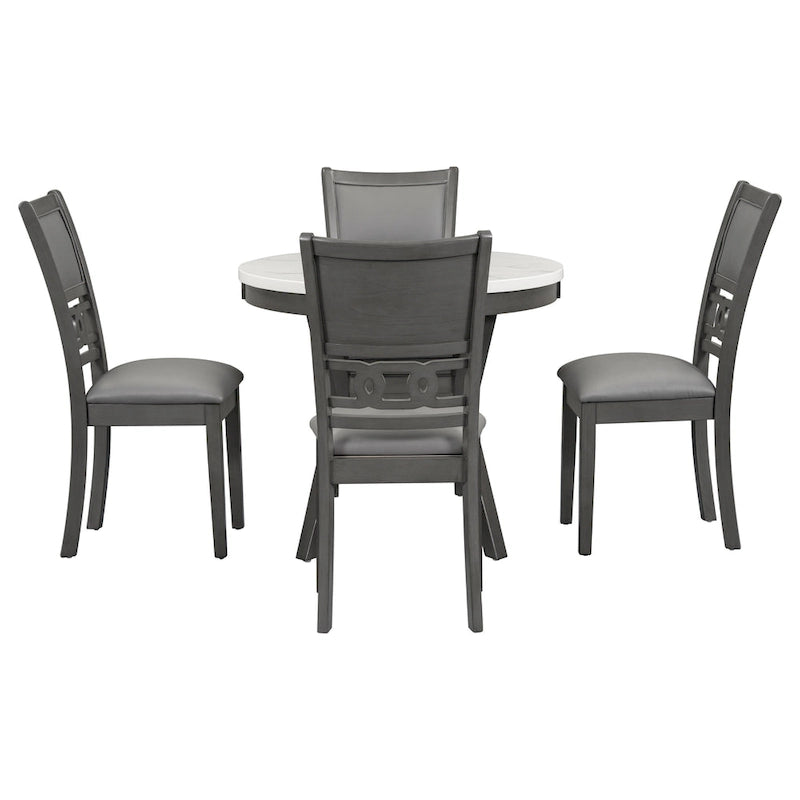 Ensemble de table à manger ronde de 5 pièces hauteur comptoir